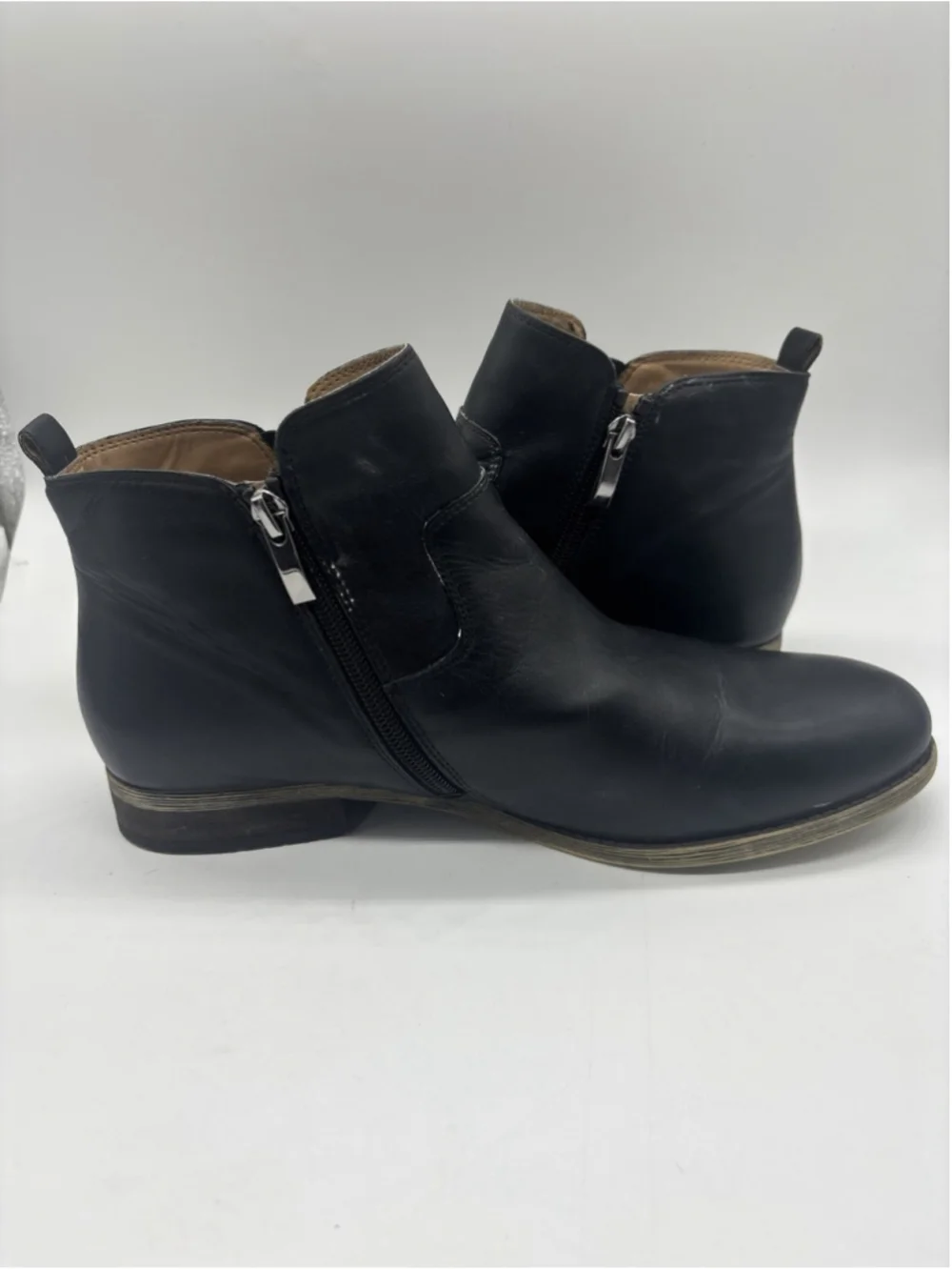 Franco Sarto Kampton Black Leather Chelsea Ankle Boots Women’s Size 10 M